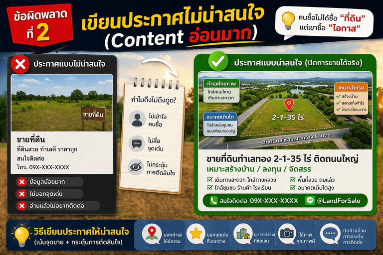 วิธีเขียนประกาศที่ดินให้น่าสนใจ