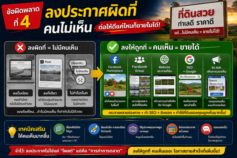 โพสต์ให้ถูกที่ เพิ่มการขาย ขายที่ดิน